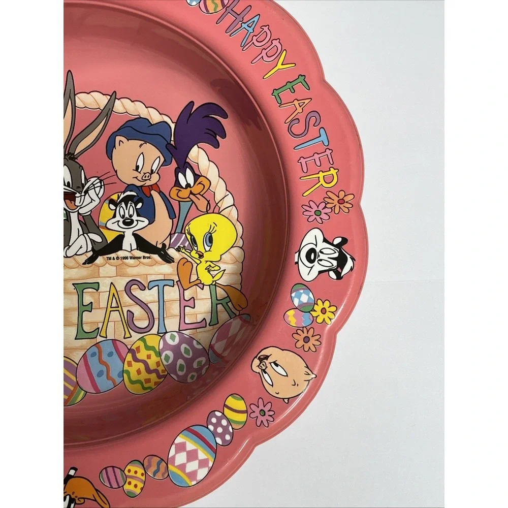 Vintage 1996 Looney Tunes Warner Brothers Happy Easter Plastic Candy Bowl Dish